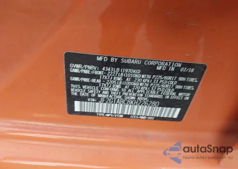 2019 Subaru Crosstrek 2.0I from USA, damaged, VIN JF2GTABC8KH226280